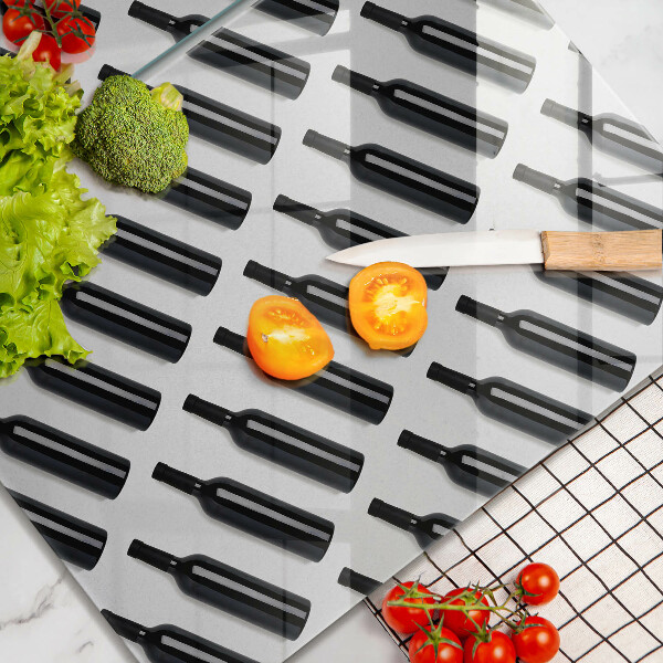 Skyddsplatta för spis Svarta vinflaskor