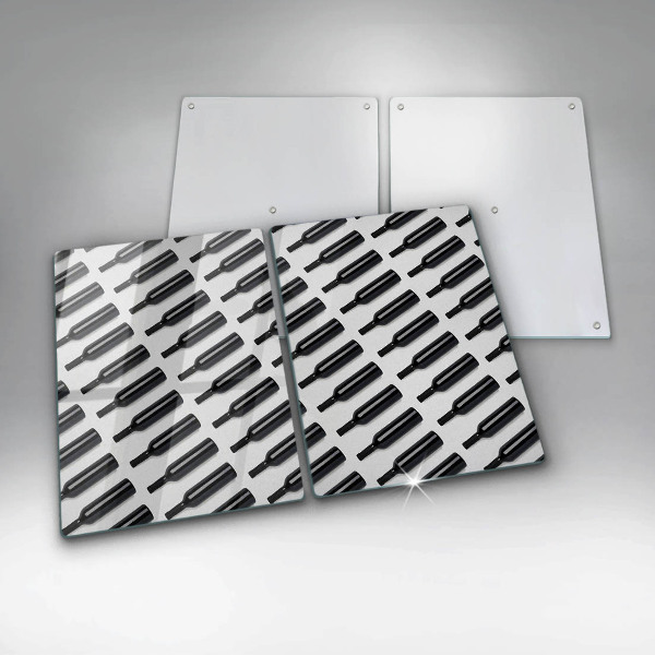 Skyddsplatta för spis Svarta vinflaskor