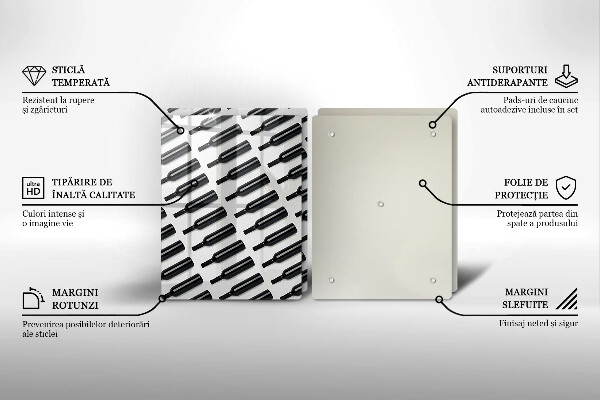 Skyddsplatta för spis Svarta vinflaskor