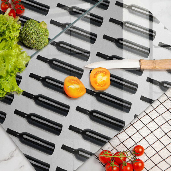 Skyddsplatta för spis Svarta vinflaskor