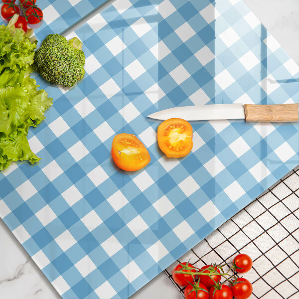 Skyddsplatta för spis Blåvit rutor