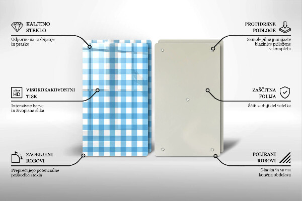 Skyddsplatta för spis Blåvit rutor