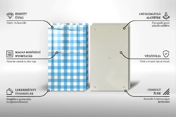 Skyddsplatta för spis Blåvit rutor