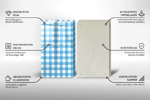 Skyddsplatta för spis Blåvit rutor