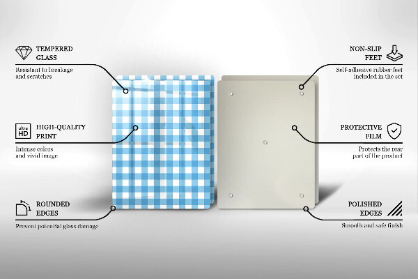 Skyddsplatta för spis Blåvit rutor