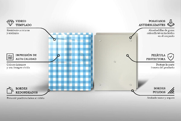 Skyddsplatta för spis Blåvit rutor