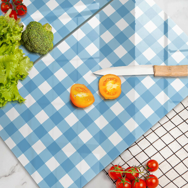 Skyddsplatta för spis Blåvit rutor