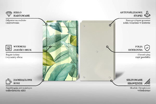 Skyddsplatta för spis Gröna tropiska löv