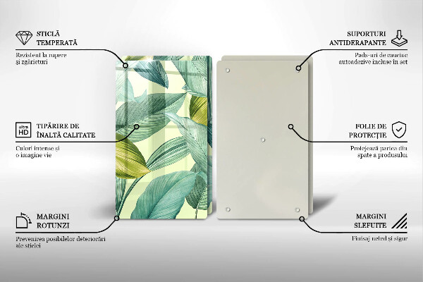 Skyddsplatta för spis Gröna tropiska löv