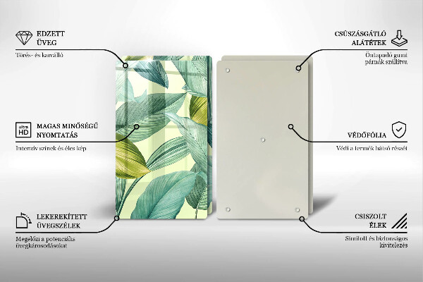 Skyddsplatta för spis Gröna tropiska löv