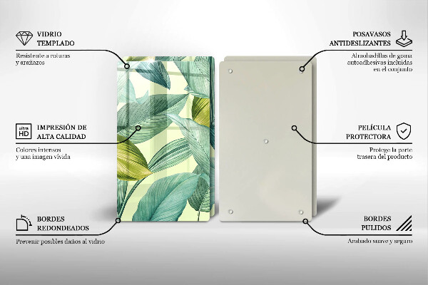 Skyddsplatta för spis Gröna tropiska löv