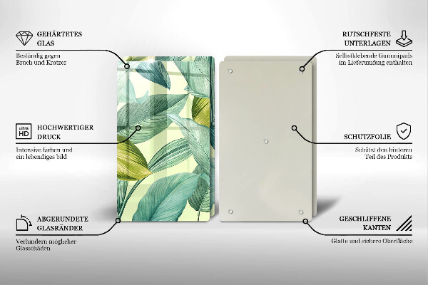 Skyddsplatta för spis Gröna tropiska löv