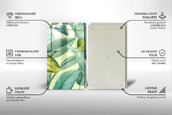 Skyddsplatta för spis Gröna tropiska löv