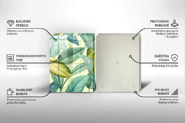 Skyddsplatta för spis Gröna tropiska löv