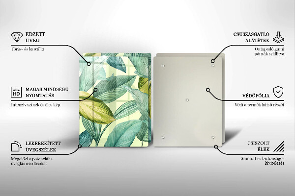 Skyddsplatta för spis Gröna tropiska löv