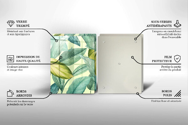 Skyddsplatta för spis Gröna tropiska löv