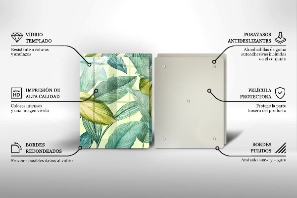 Skyddsplatta för spis Gröna tropiska löv