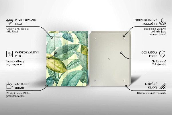 Skyddsplatta för spis Gröna tropiska löv