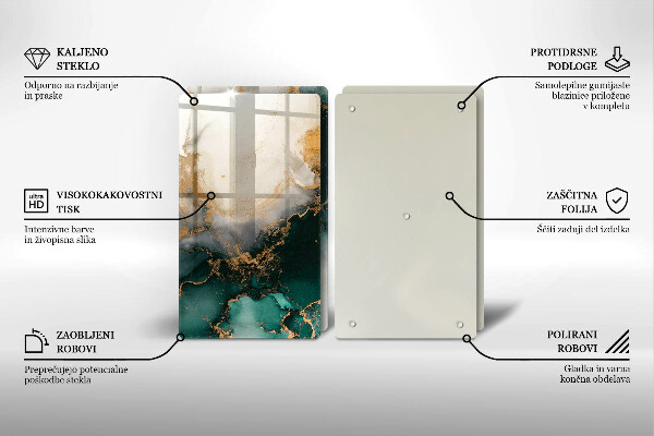 Skyddsplatta för spis Flerfärgad marmor