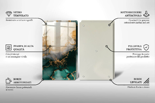 Skyddsplatta för spis Flerfärgad marmor