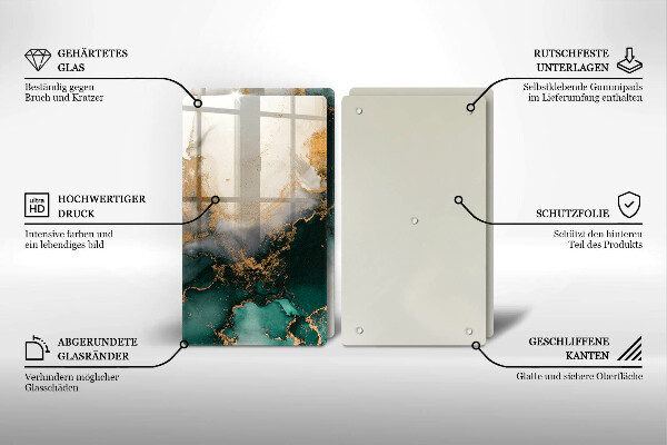 Skyddsplatta för spis Flerfärgad marmor