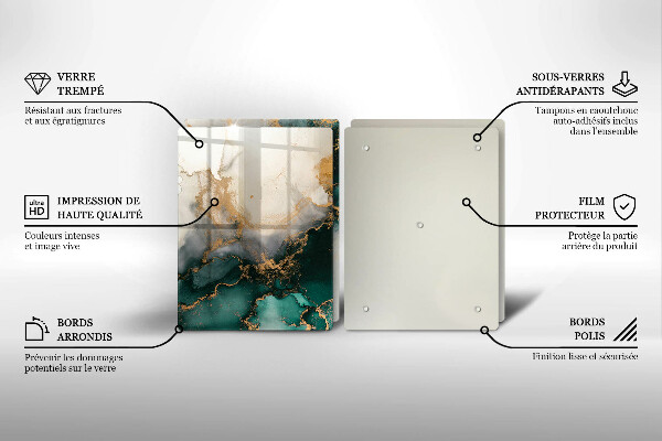 Skyddsplatta för spis Flerfärgad marmor