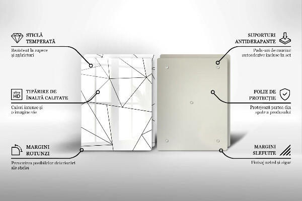 Skyddsplatta för spis Vita trianglar