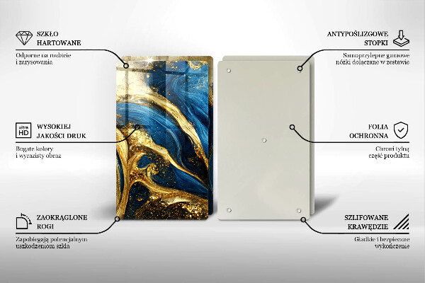 Spisskyddsplatta Blåguld marmor