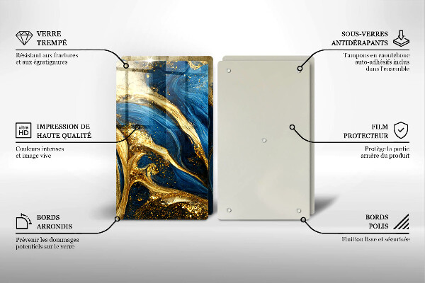 Spisskyddsplatta Blåguld marmor