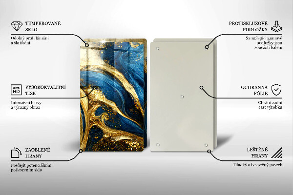 Spisskyddsplatta Blåguld marmor