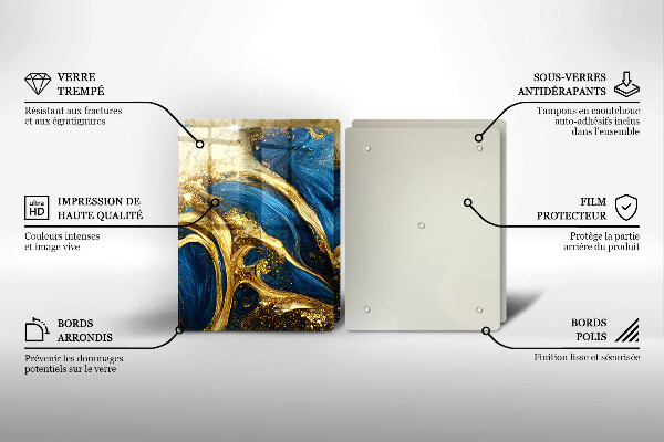 Spisskyddsplatta Blåguld marmor