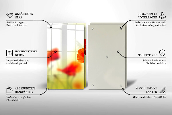 Glashällskydd Röda vallmoblommor