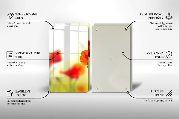 Glashällskydd Röda vallmoblommor