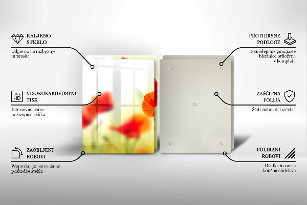 Glashällskydd Röda vallmoblommor