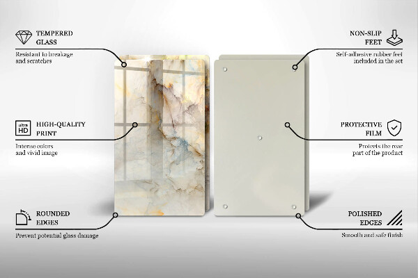 Skydd för spis Marmorstruktur med guld