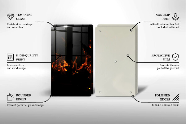 Skyddsplatta för spis Eld, levande låga