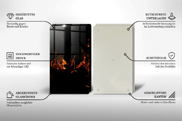 Skyddsplatta för spis Eld, levande låga