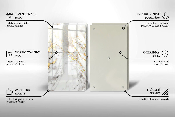 Skydd för spis Ljus marmor med guld