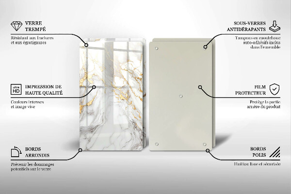 Skydd för spis Ljus marmor med guld