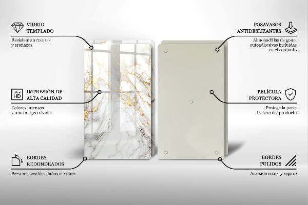 Skydd för spis Ljus marmor med guld