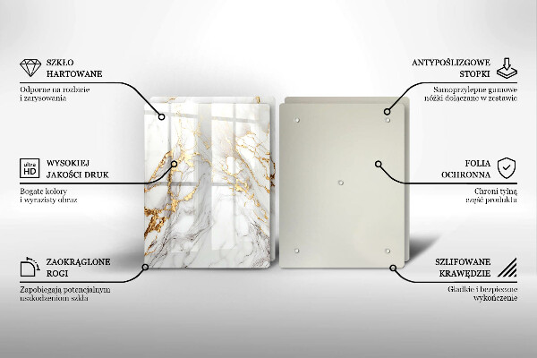 Skydd för spis Ljus marmor med guld