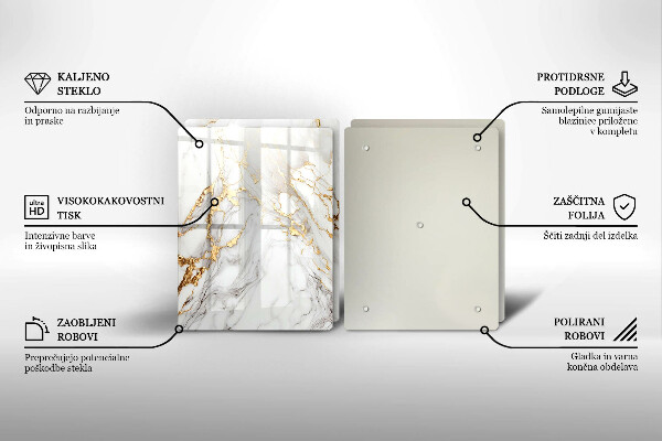 Skydd för spis Ljus marmor med guld