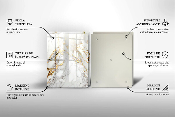 Skydd för spis Ljus marmor med guld