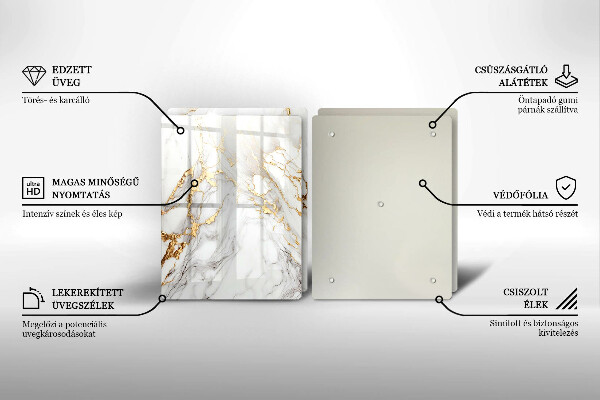 Skydd för spis Ljus marmor med guld