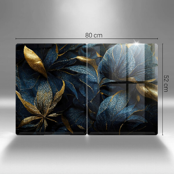 Skydd för spis Dekorativa blad med guld