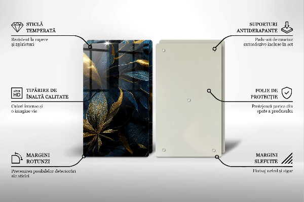 Skydd för spis Dekorativa blad med guld