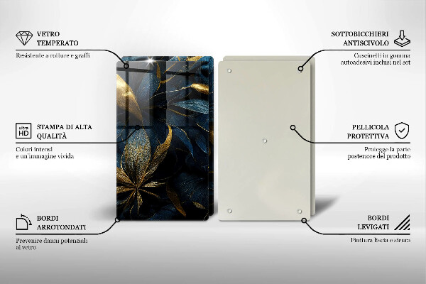 Skydd för spis Dekorativa blad med guld