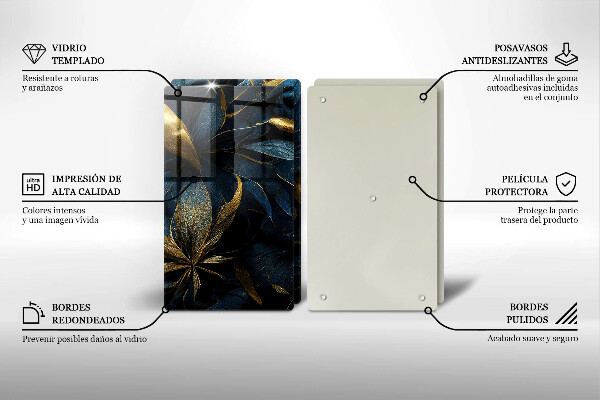 Skydd för spis Dekorativa blad med guld