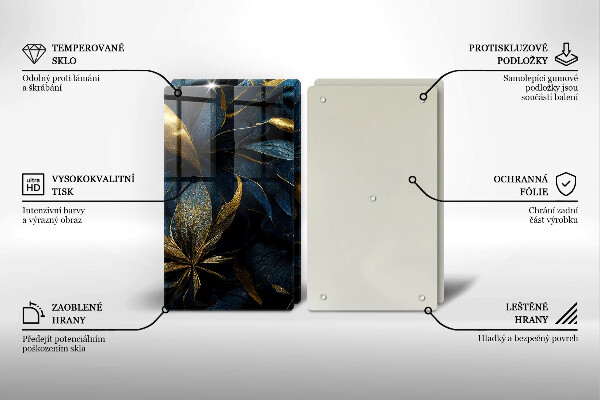 Skydd för spis Dekorativa blad med guld