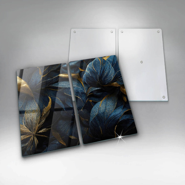 Skydd för spis Dekorativa blad med guld